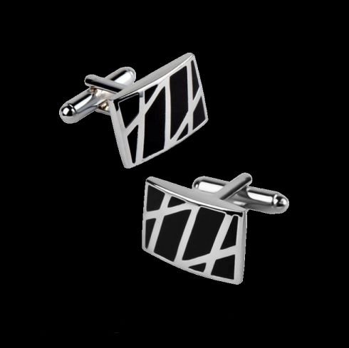 Image 0 of Black And White Zigzag Formal Groomsmen Groom Wedding Mens Cufflinks