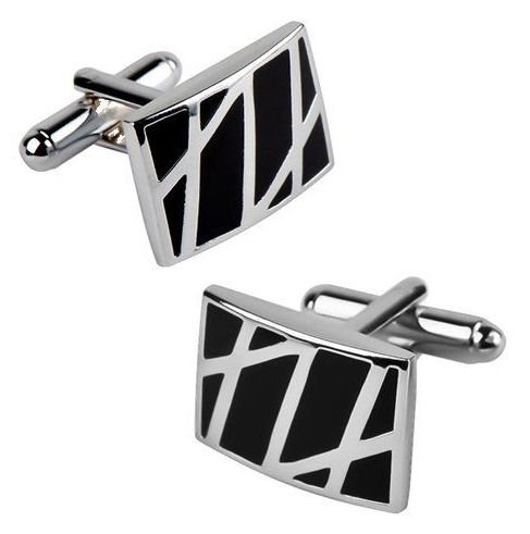 Image 1 of Black And White Zigzag Formal Groomsmen Groom Wedding Mens Cufflinks