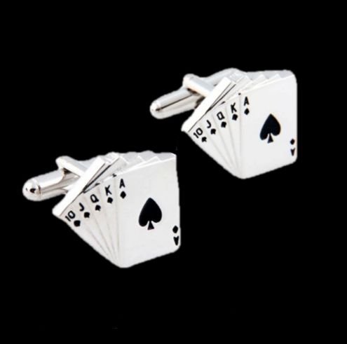 Image 0 of Playing Cards Formal Groomsmen Groom Wedding Mens Cufflinks Two Sets