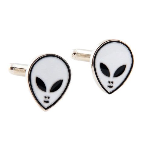 Image 1 of Alien Face Formal Groomsmen Groom Wedding Mens Cufflinks Two Sets