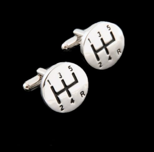 Image 0 of Silver Sports Gear Stick Formal Groomsmen Groom Wedding Mens Cufflinks Two Sets