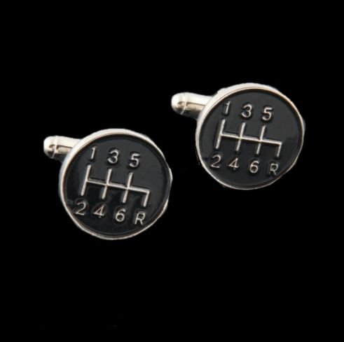 Image 0 of Black Sports Gear Stick Formal Groomsmen Groom Wedding Mens Cufflinks Two Sets