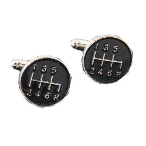 Image 1 of Black Sports Gear Stick Formal Groomsmen Groom Wedding Mens Cufflinks Two Sets