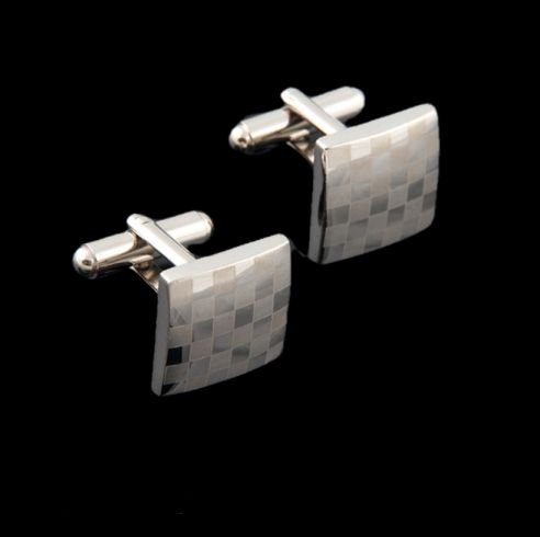 Image 0 of Checkerboard Square Formal Groomsmen Groom Wedding Mens Cufflinks Two Sets