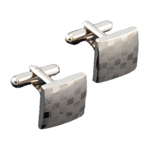 Image 1 of Checkerboard Square Formal Groomsmen Groom Wedding Mens Cufflinks Two Sets