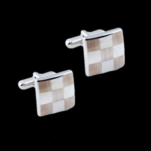 Image 0 of Checkerboard Grid Formal Groomsmen Groom Wedding Mens Cufflinks Two Sets