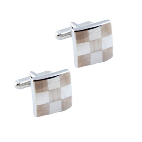 Image 1 of Checkerboard Grid Formal Groomsmen Groom Wedding Mens Cufflinks Two Sets