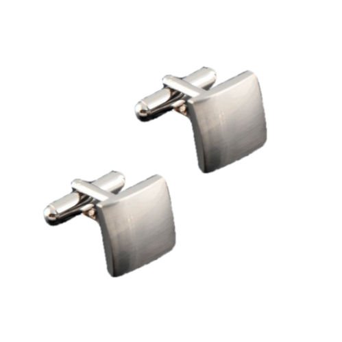 Image 1 of Silver Square Formal Groomsmen Groom Wedding Mens Cufflinks Two Sets