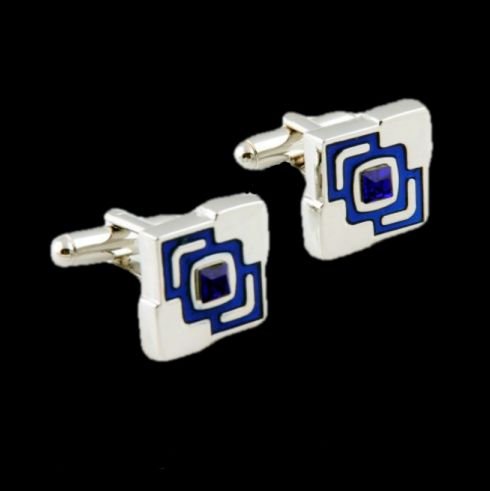 Image 0 of Cascading Blue Squares Formal Groomsmen Groom Wedding Mens Cufflinks Two Sets