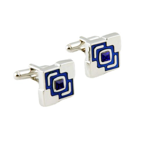 Image 1 of Cascading Blue Squares Formal Groomsmen Groom Wedding Mens Cufflinks Two Sets