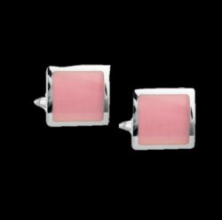 Baby Pink Inset Square Formal Groomsmen Groom Wedding Mens Cufflinks Two Sets