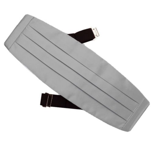 Image 1 of Medium Silver Grey Formal Groomsmen Groom Wedding Mens Cummerbund 