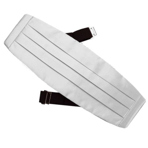 Image 1 of White Formal Groomsmen Groom Wedding Mens Cummerbund 