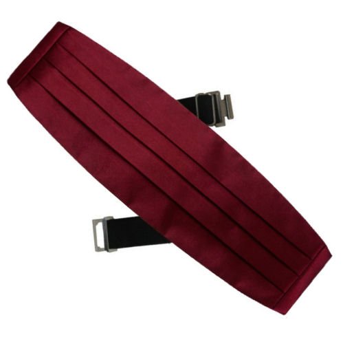 Image 1 of Burgundy Wine Formal Groomsmen Groom Wedding Mens Cummerbund 