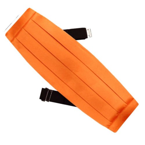 Image 1 of Orange Formal Groomsmen Groom Wedding Mens Cummerbund 