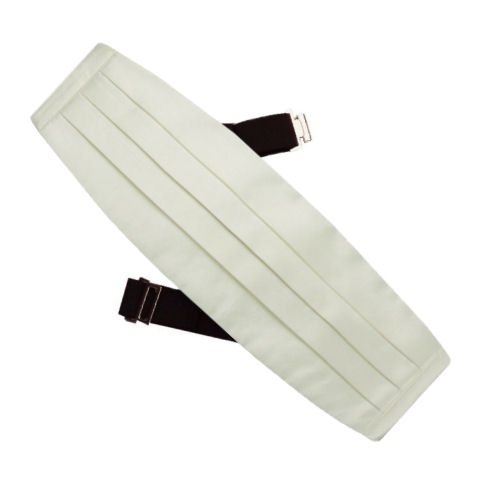 Image 1 of Ivory Formal Groomsmen Groom Wedding Mens Cummerbund 