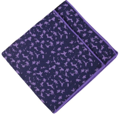 Image 1 of Navy Blue Purple Brocade Groomsmen Groom Wedding Mens Pocket Square