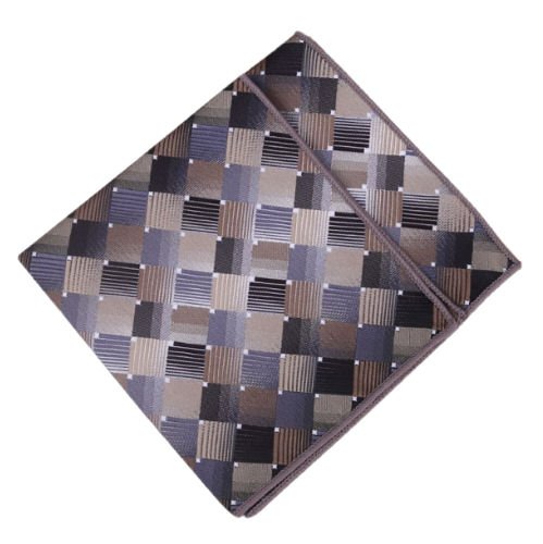 Image 1 of Silver Bronze Squares Formal Groomsmen Groom Wedding Mens Pocket Square