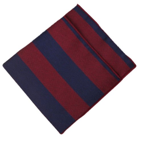 Image 1 of Navy Blue Dark Red Stripes Groomsmen Groom Wedding Mens Pocket Square