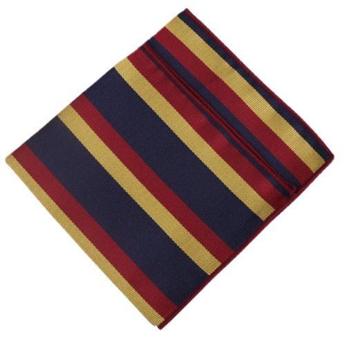 Image 1 of Dark Blue Red Gold Stripes Groomsmen Groom Wedding Mens Pocket Square