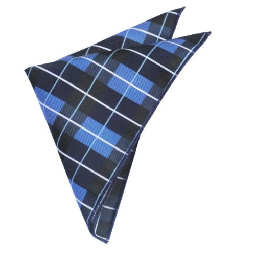 Image 1 of Black Blue White Check Groomsmen Groom Wedding Mens Pocket Square