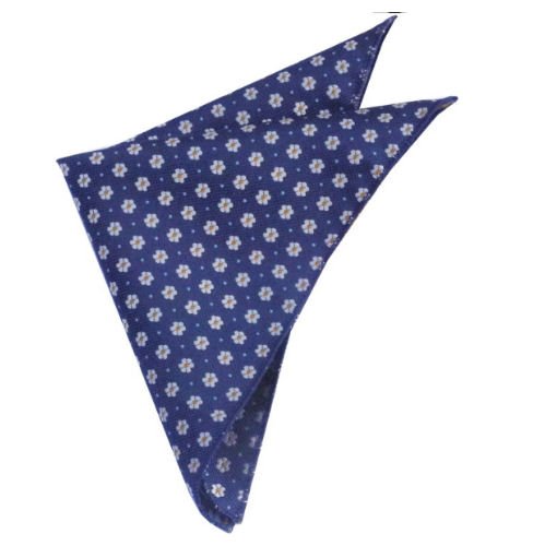 Image 1 of Navy Blue Floral Pattern Groomsmen Groom Wedding Mens Pocket Square
