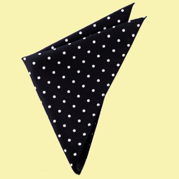 Image 0 of Black White Polka Dot Formal Groomsmen Groom Wedding Mens Pocket Square