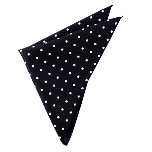 Image 1 of Black White Polka Dot Formal Groomsmen Groom Wedding Mens Pocket Square