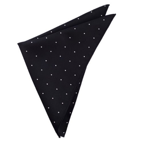 Image 1 of Black White Pin Dot Formal Groomsmen Groom Wedding Mens Pocket Square