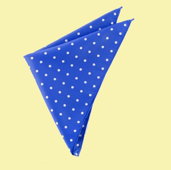 Image 0 of Royal Blue White Polka Dot Groomsmen Groom Wedding Mens Pocket Square
