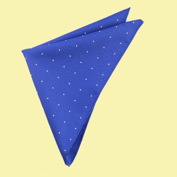 Image 0 of Royal Blue White Pin Dot Groomsmen Groom Wedding Mens Pocket Square