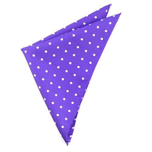 Image 1 of Cadbury Purple White Polka Dot Groomsmen Groom Wedding Mens Pocket Square