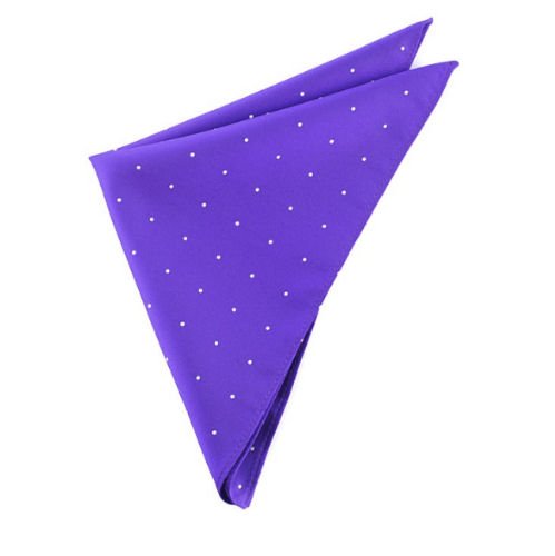 Image 1 of Cadbury Purple White Pin Dot Groomsmen Groom Wedding Mens Pocket Square