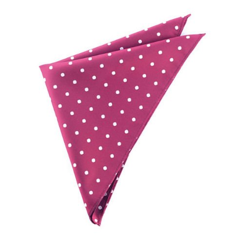 Image 1 of Burgundy Wine White Polka Dot Groomsmen Groom Wedding Mens Pocket Square