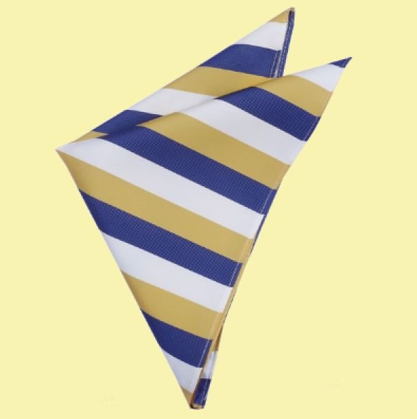 Image 0 of Blue Yellow White Stripes Groomsmen Groom Wedding Mens Pocket Square