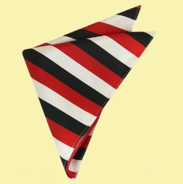 Image 0 of Red Black White Stripes Groomsmen Groom Wedding Mens Pocket Square