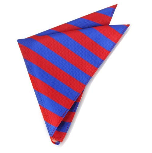 Image 1 of Blue Red Stripes Groomsmen Groom Wedding Mens Pocket Square