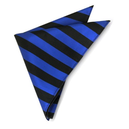 Image 1 of Blue Black Stripes Groomsmen Groom Wedding Mens Pocket Square