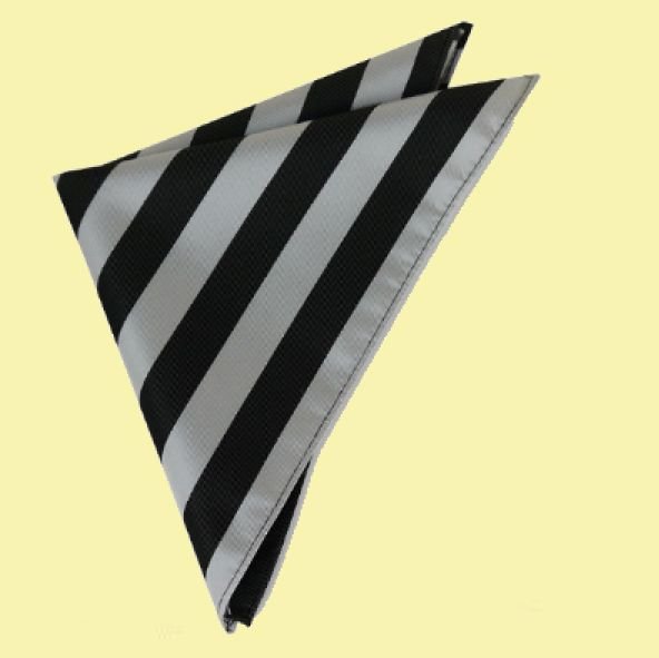 Image 0 of Silver Black Stripes Groomsmen Groom Wedding Mens Pocket Square