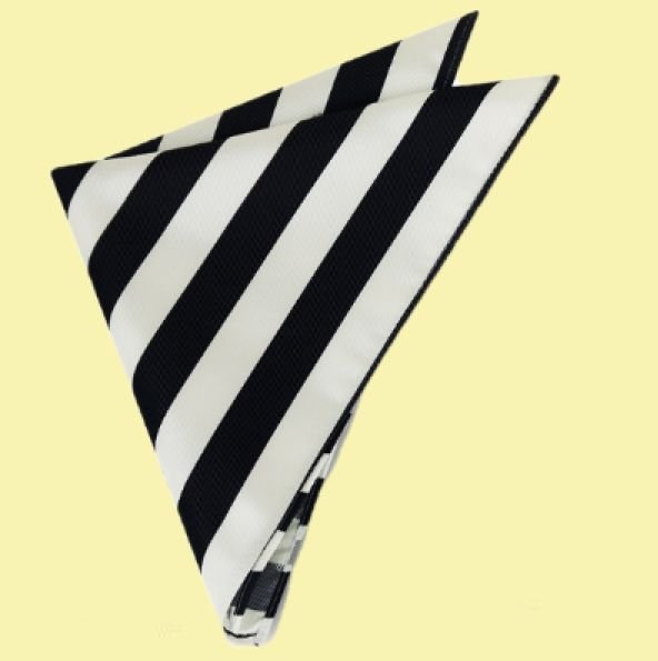 Image 0 of White Black Stripes Groomsmen Groom Wedding Mens Pocket Square