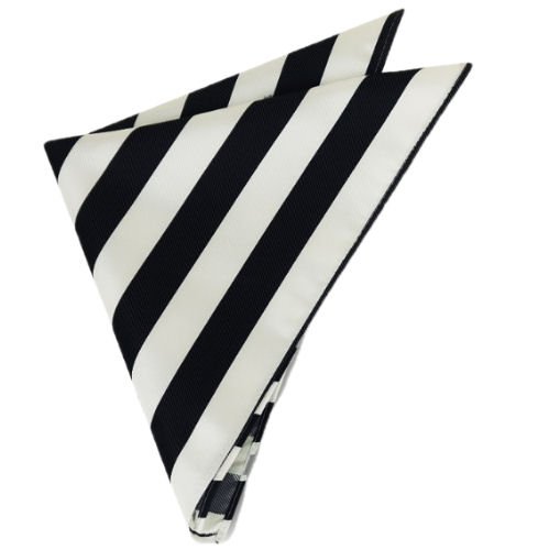 Image 1 of White Black Stripes Groomsmen Groom Wedding Mens Pocket Square