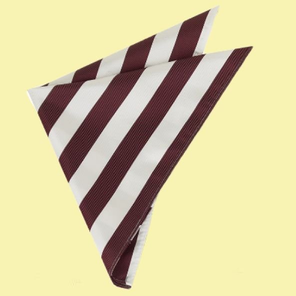 Image 0 of Burgundy White Stripes Groomsmen Groom Wedding Mens Pocket Square