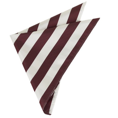 Image 1 of Burgundy White Stripes Groomsmen Groom Wedding Mens Pocket Square