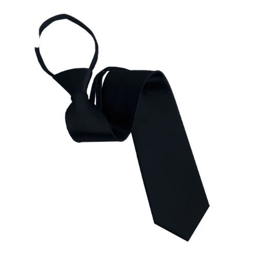 Image 1 of Jet Black Formal Groomsmen Groom Wedding Pre-Knotted Mens Neck Tie 