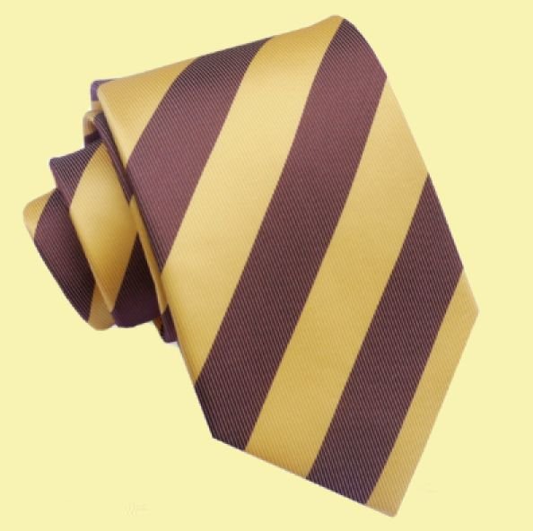 Image 0 of Yellow Brown Diagonal Stripes Formal Wedding Straight Mens Neck Tie 