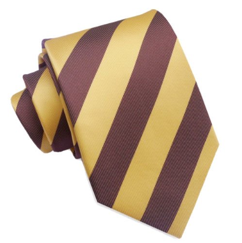 Image 1 of Yellow Brown Diagonal Stripes Formal Wedding Straight Mens Neck Tie 