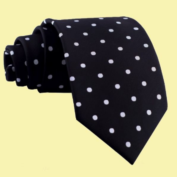 Image 0 of Black White Polka Dots Formal Wedding Straight Mens Neck Tie  