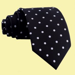 Black White Polka Dots Formal Wedding Straight Mens Neck Tie  