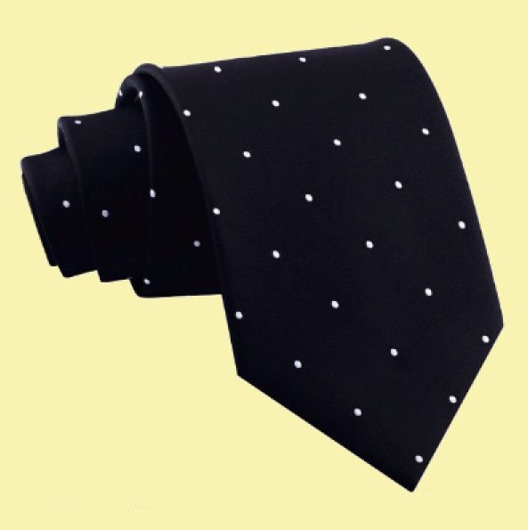 Image 0 of Black White Pin Dots Formal Wedding Straight Mens Neck Tie  