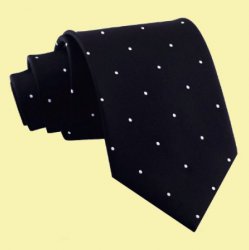 Black White Pin Dots Formal Wedding Straight Mens Neck Tie  
